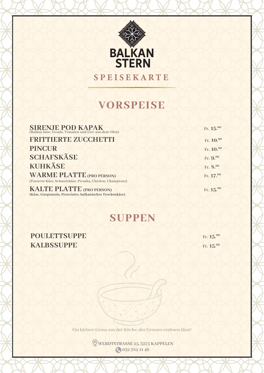 Original-Speisekarte