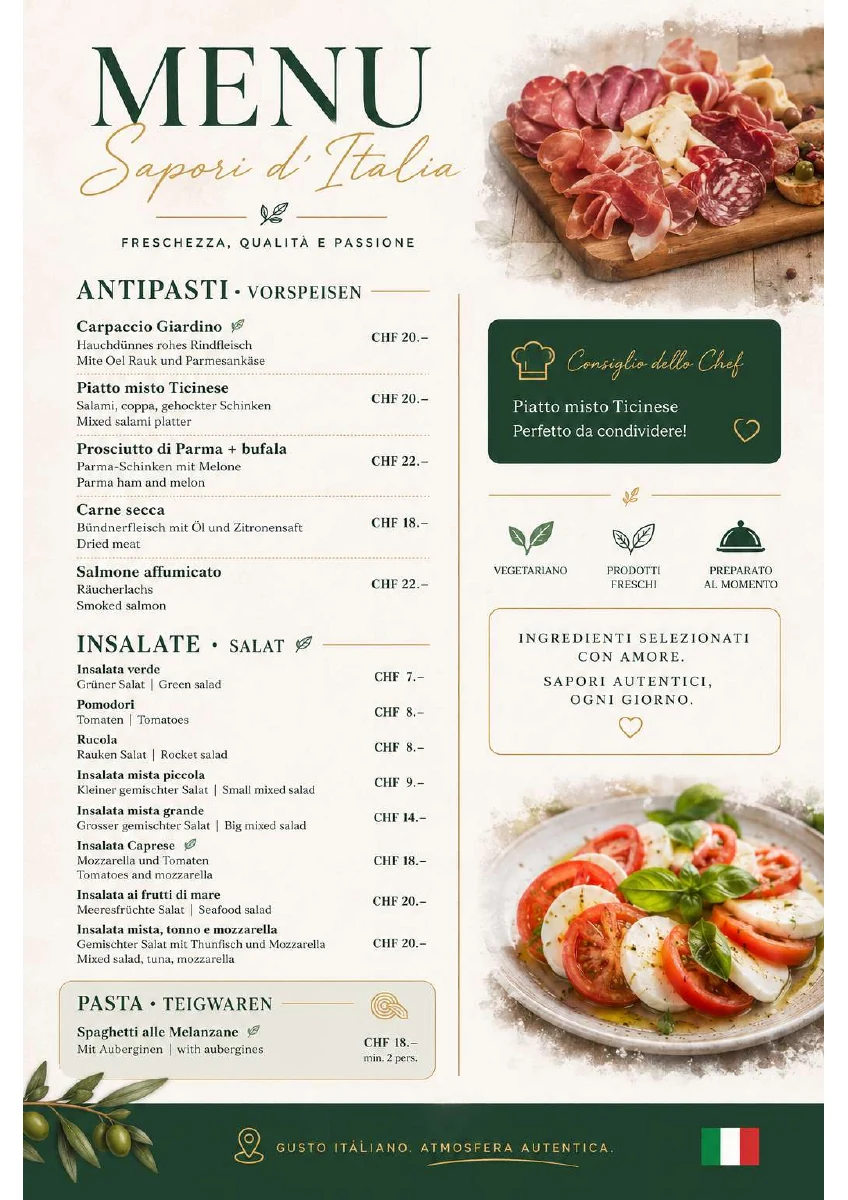 Speisekarte – Ristorante Pizzeria Giardino