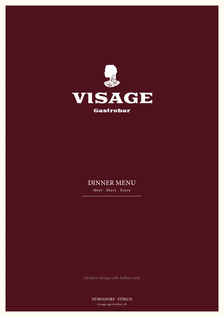 Speisekarte – Visage Gastrobar